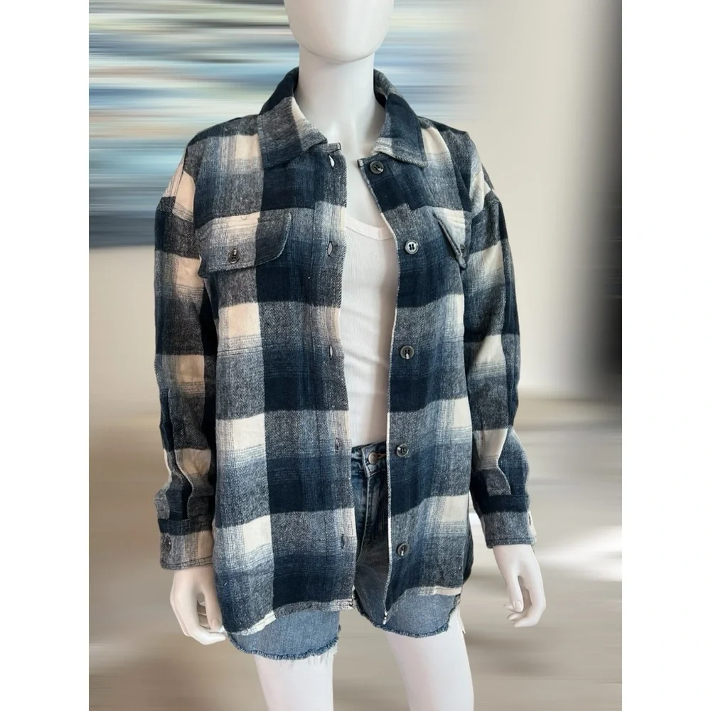 EIGHTY THREADS blues part wool shacket S M L - Picture 6 of 10